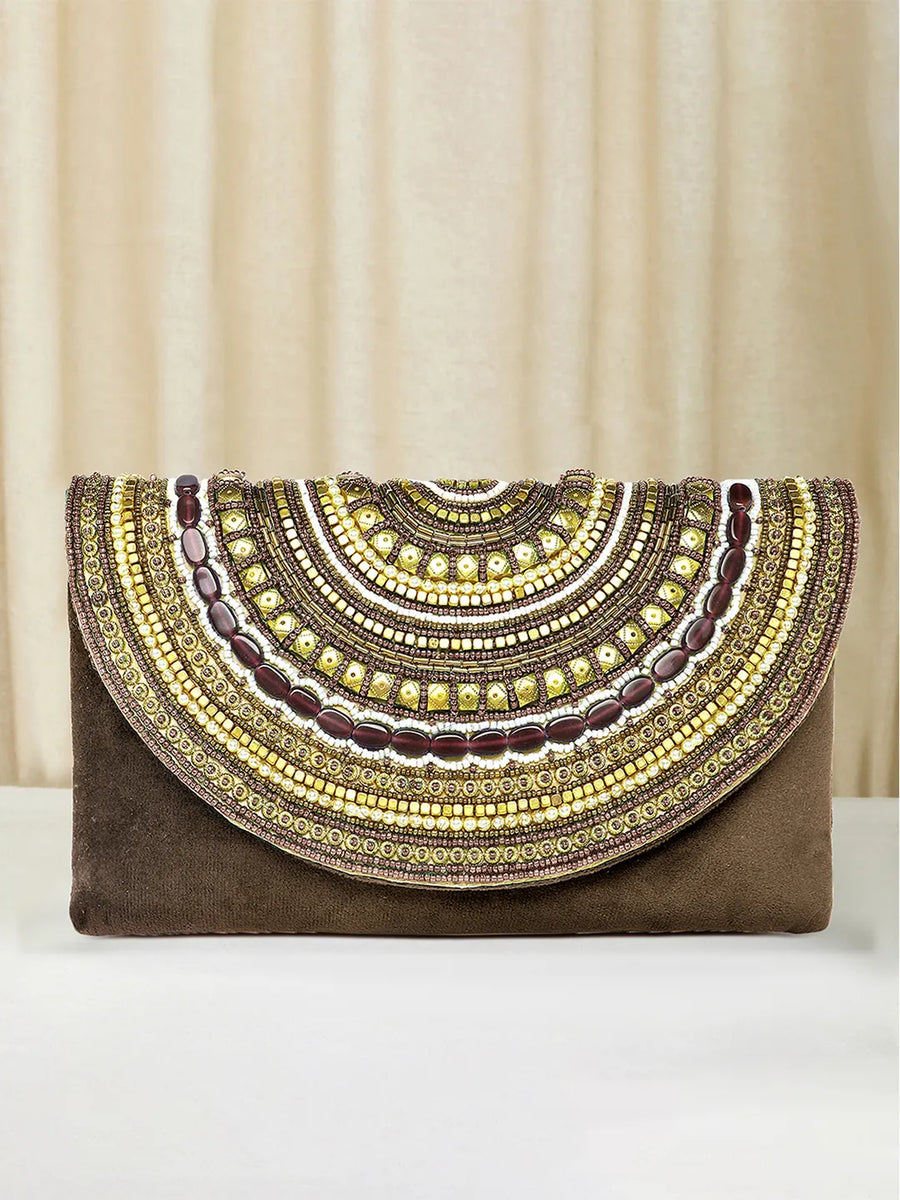 Stylish Evening Cocktail Clutch - Brown