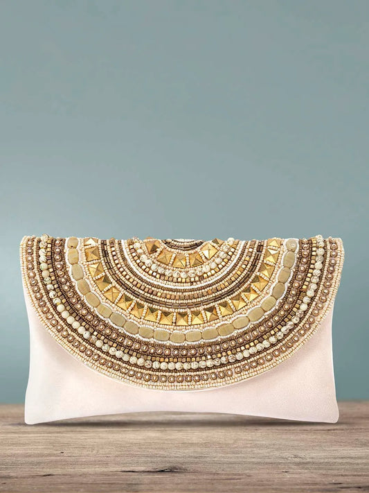 Stylish Evening Cocktail Clutch - Cream
