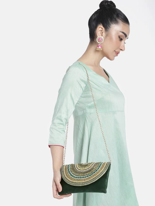 Stylish Evening Cocktail Clutch - Green