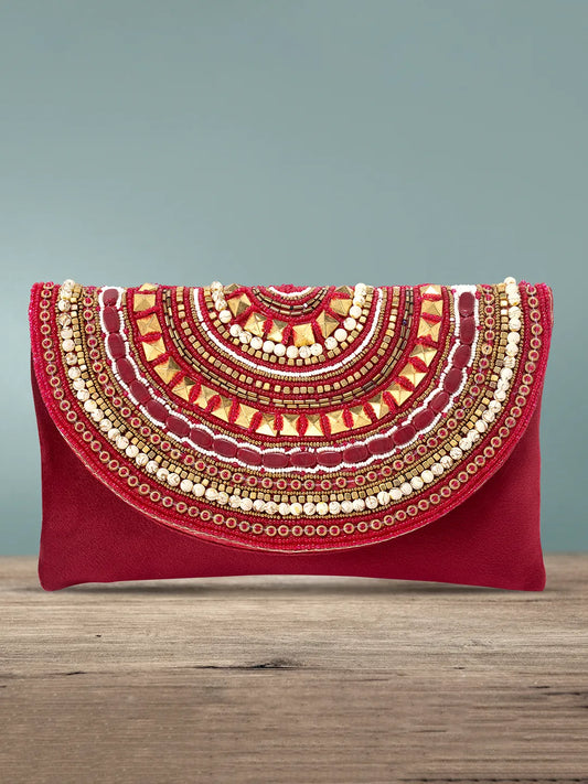 Stylish Evening Cocktail Clutch - Maroon