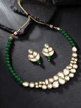 Regal Faux Pearl Kundan Necklace Set - Green