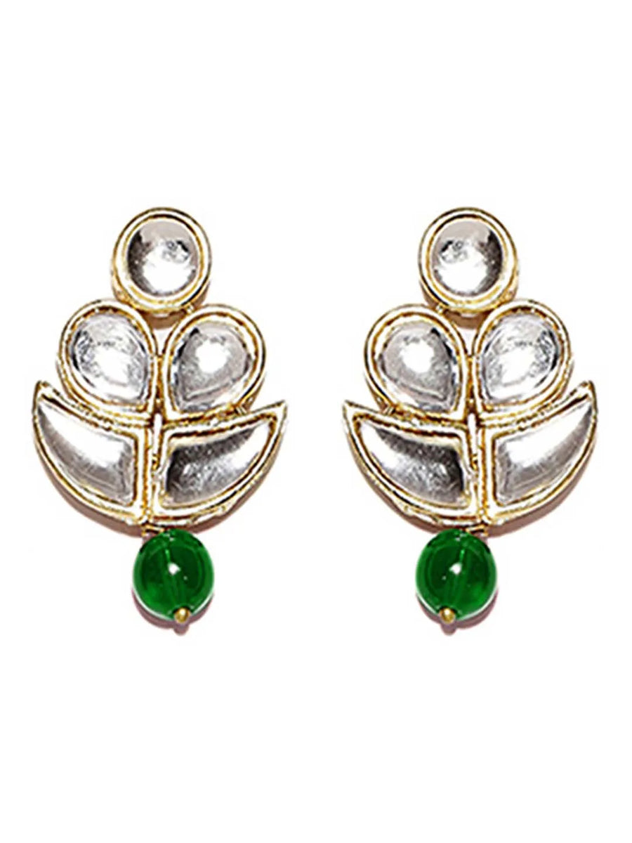 Regal Faux Pearl Kundan Necklace Set - Green