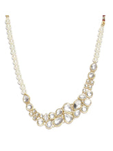 Regal Faux Pearl Kundan Necklace Set - White