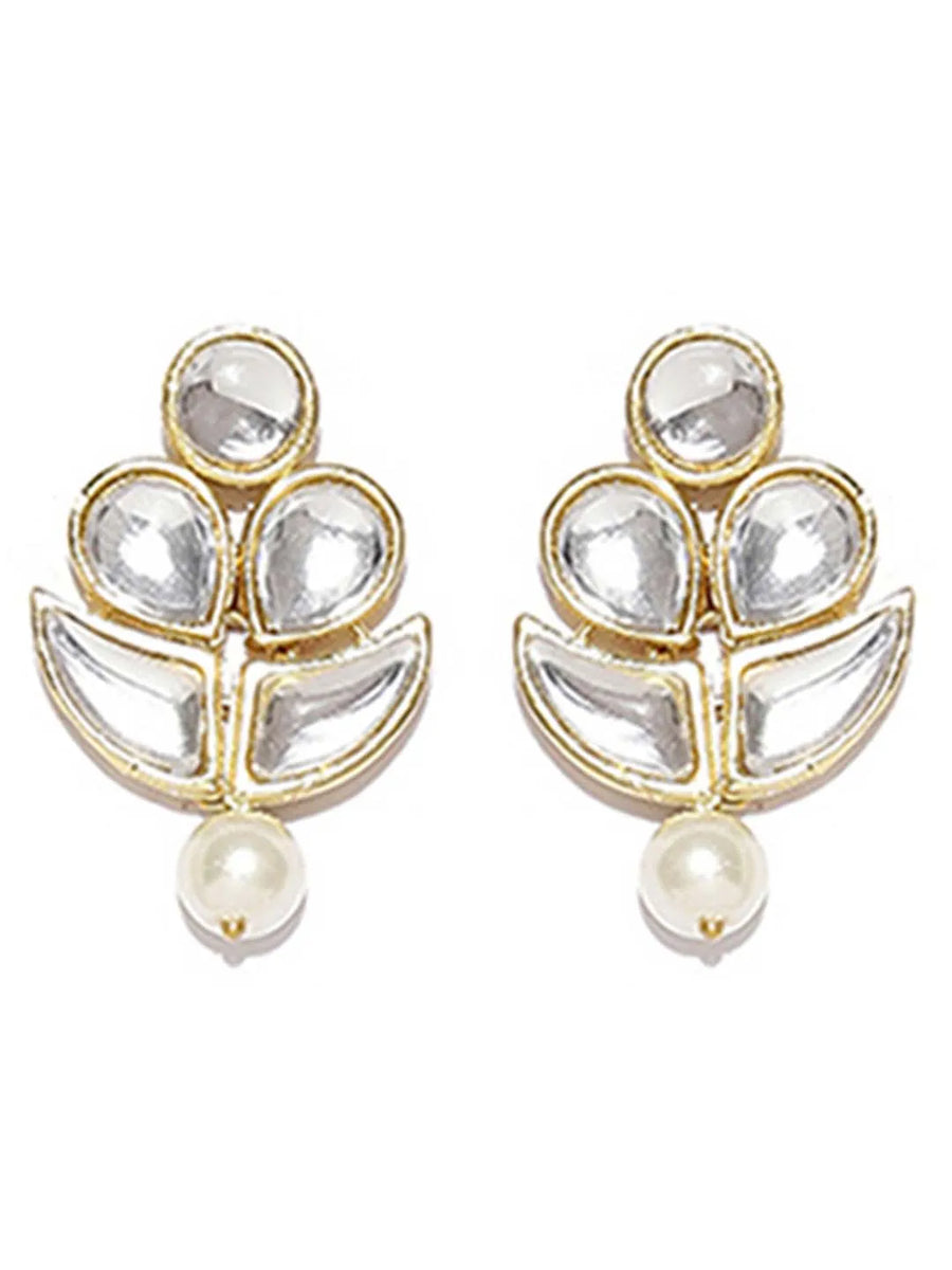 Regal Faux Pearl Kundan Necklace Set - White