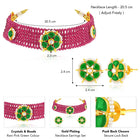 Rani Pink Green choker earring set crafted from alloy, adorned with crystals & beads for an elegant, timeless look | Peora
