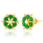 Rani Pink Green choker earring set crafted from alloy, adorned with crystals & beads for an elegant, timeless look | Peora
