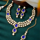 Majesty Kundan Long Necklace Set - Blue
