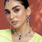 Majesty Kundan Long Necklace Set - Blue