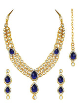 Majesty Kundan Long Necklace Set - Blue