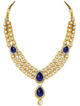 Majesty Kundan Long Necklace Set - Blue