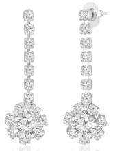 Silver necklace earrings set crafted from alloy, adorned with crystals & cubic zirconia for an elegant, timeless look | Peora
