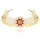 White choker earring set crafted from alloy, adorned with crystals & beads for an elegant, timeless look | Peora
