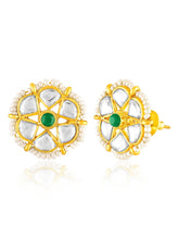 White choker earring set crafted from alloy, adorned with crystals & beads for an elegant, timeless look | Peora
