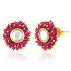 Rani Pink choker earring set crafted from alloy, adorned with crystals & beads for an elegant, timeless look | Peora
