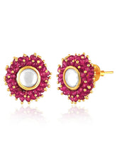 Rani Pink choker earring set crafted from alloy, adorned with crystals & beads for an elegant, timeless look | Peora
