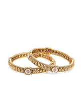 Heritage Sculpted Temple Bangle Set in Gold - Rani Pink Green featuring Faux Kundan bangle set 
