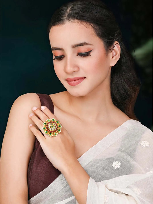 Garden Hues Bold Ring | Vibrant Statement Ring by Peora

