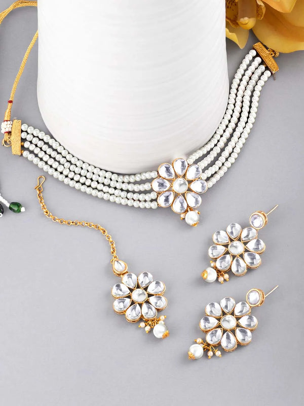 Pearl Kundan Choker Set by Peora | Traditional Fashion Jewellery for Women

