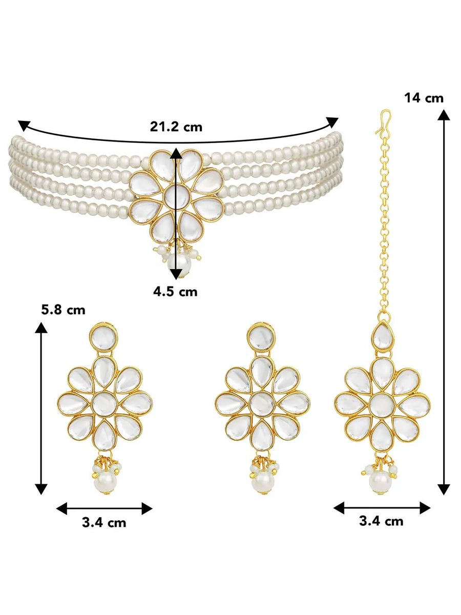 Pearl Kundan Choker Set by Peora | Traditional Fashion Jewellery for Women

