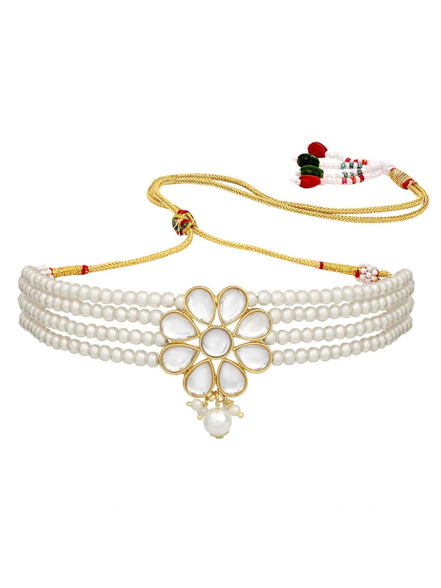 Pearl Kundan Choker Set by Peora | Traditional Fashion Jewellery for Women

