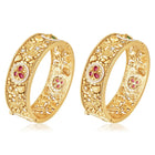 Gold - Rani Pink Green bangles crafted from brass, adorned with faux ruby for an elegant, timeless look | Peora

