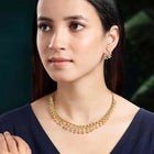 Gilded Floral Fantasy CZ Jewellery Set. A set of gold floral design CZ jewellery, with pair of earrings.