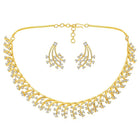 Gilded Floral Fantasy CZ Jewellery Set. A set of gold floral design CZ jewellery, with pair of earrings.