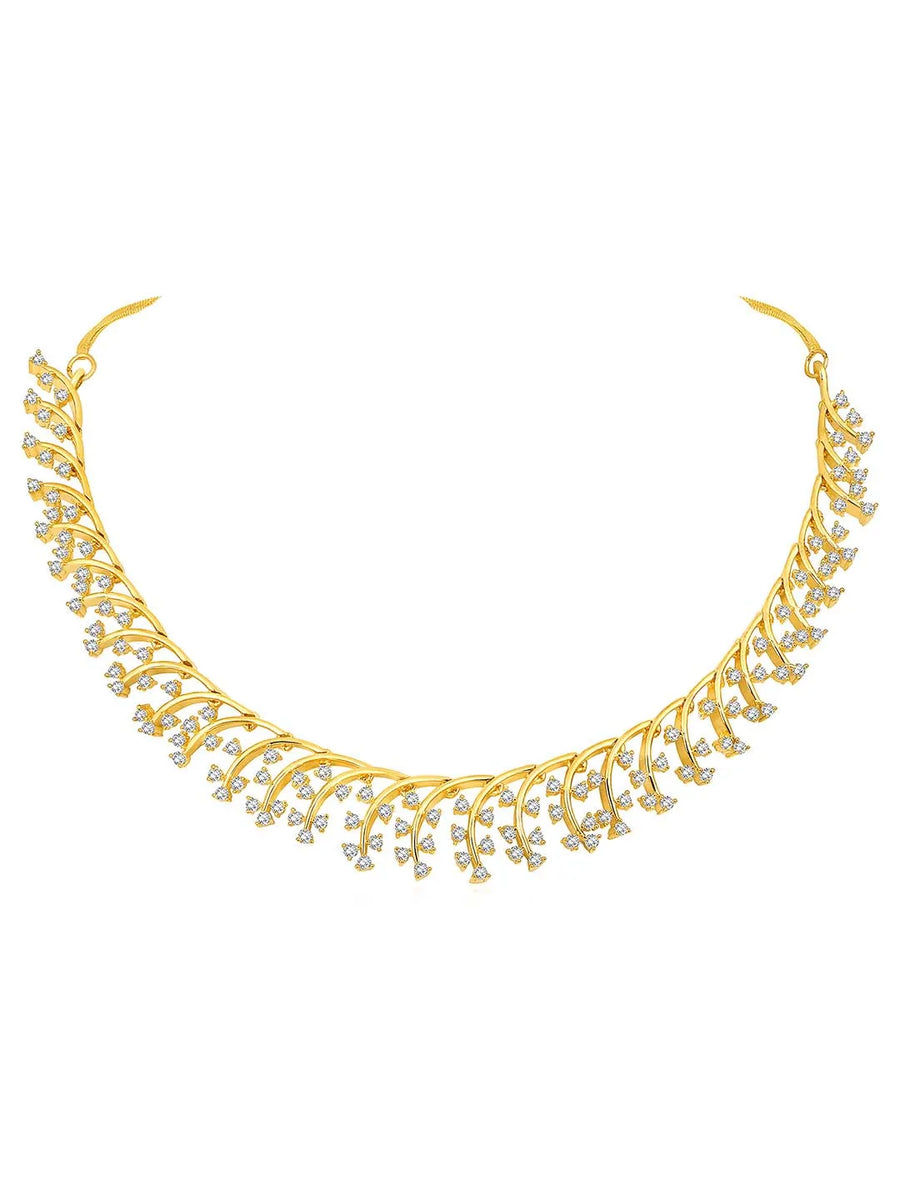 Gilded Floral Fantasy CZ Jewellery Set. A set of gold floral design CZ jewellery, with pair of earrings.