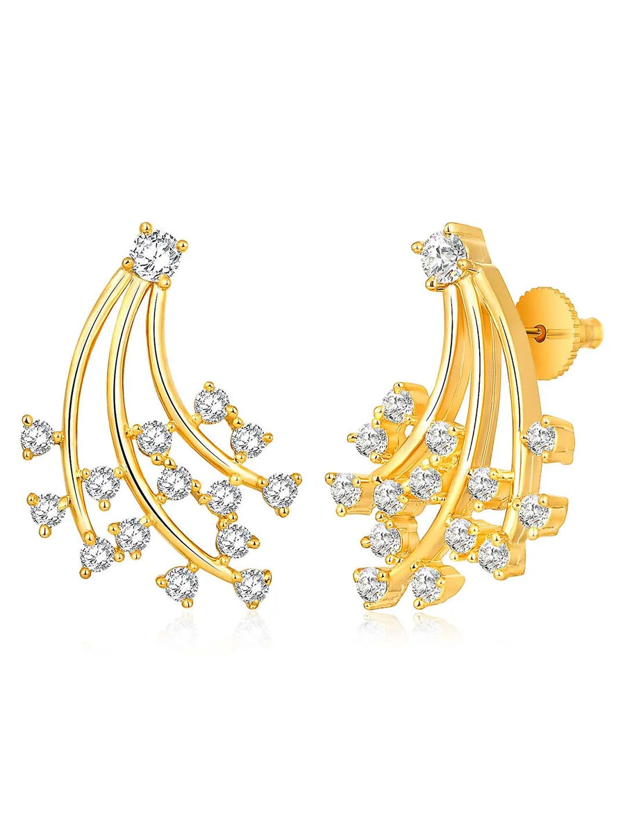 Gilded Floral Fantasy CZ Jewellery Set. A set of gold floral design CZ jewellery, with pair of earrings.