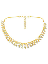 Gilded Floral Fantasy CZ Jewellery Set. A set of gold floral design CZ jewellery, with pair of earrings.