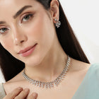 Gilded Floral Fantasy CZ Jewellery Set in Silver featuring Cubic Zirconia necklace earrings set 
