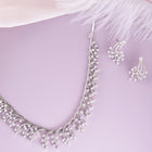 Gilded Floral Fantasy CZ Jewellery Set in Silver featuring Cubic Zirconia necklace earrings set 
