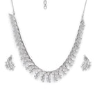Gilded Floral Fantasy CZ Jewellery Set in Silver featuring Cubic Zirconia necklace earrings set 
