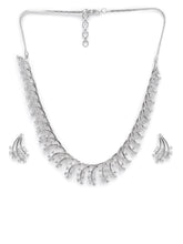 Gilded Floral Fantasy CZ Jewellery Set in Silver featuring Cubic Zirconia necklace earrings set 
