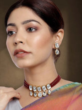 Crystal Pearl Choker Set by Peora | Elegant Pearl Fashion Jewellery


