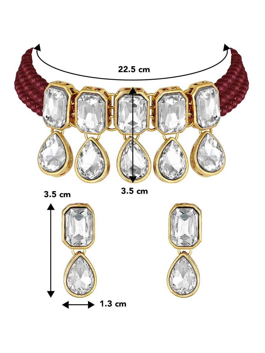 Crystal Pearl Choker Set by Peora | Elegant Pearl Fashion Jewellery

