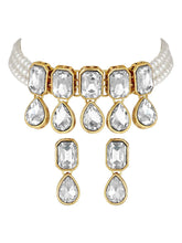 Crystal Pearl Choker Set by Peora | Elegant Pearl Fashion Jewellery

