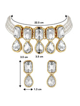 Crystal Pearl Choker Set by Peora | Elegant Pearl Fashion Jewellery

