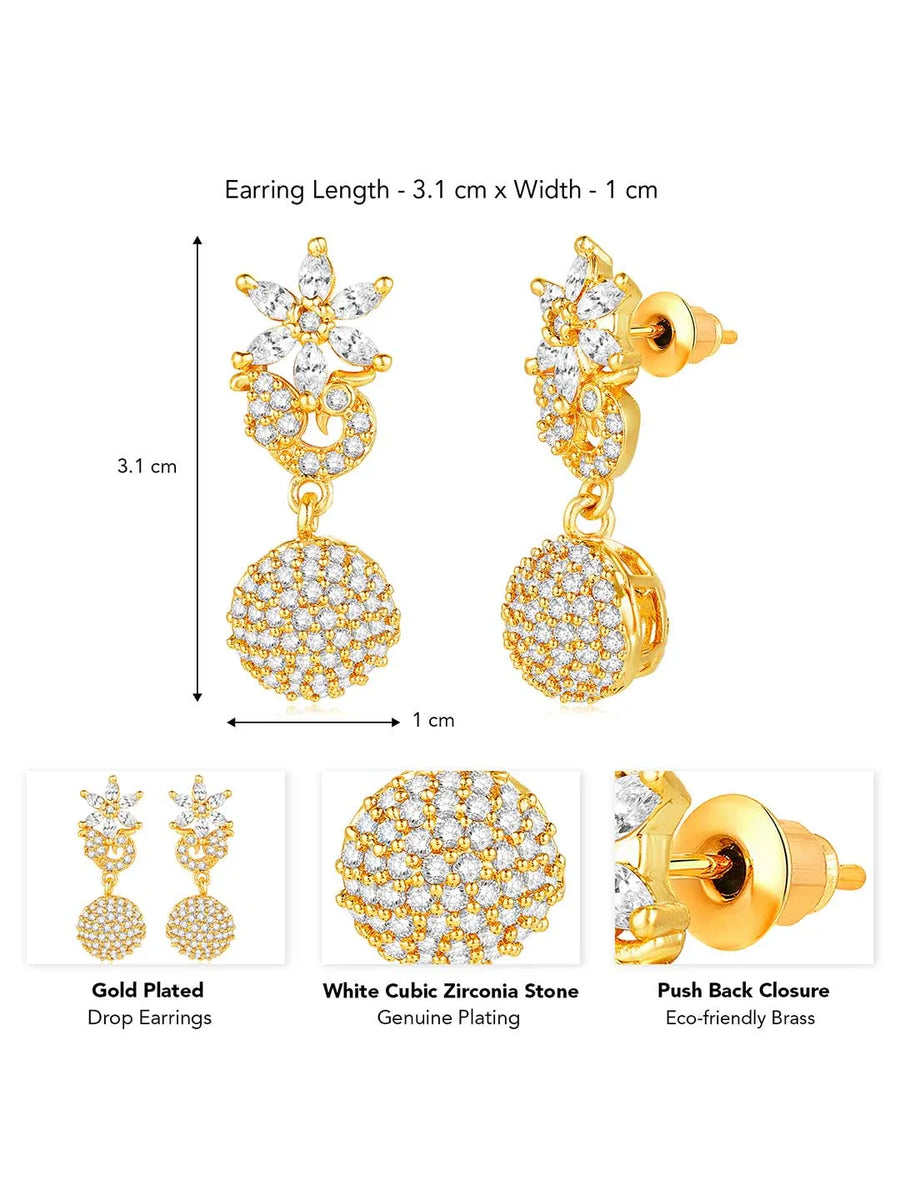 CZ Drops Earrings | Peora Elegant CZ Jewellery

