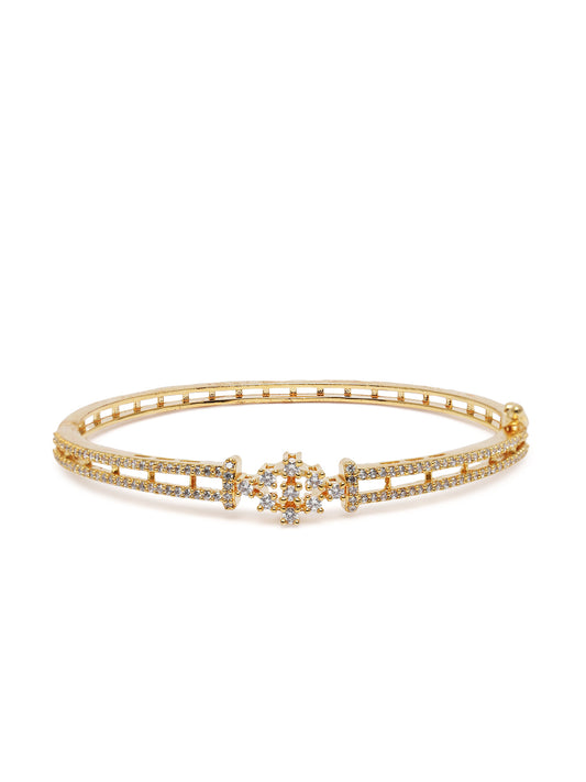 Glimmer Aura Studded Kada for Women in Gold featuring Cubic Zirconia kada bracelet  

