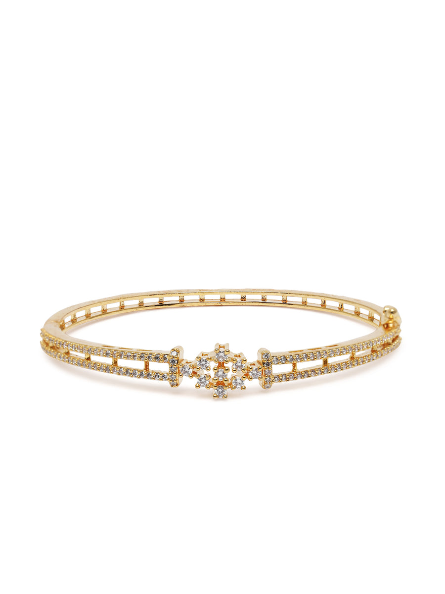Glimmer Aura Studded Kada for Women in Gold featuring Cubic Zirconia kada bracelet  
