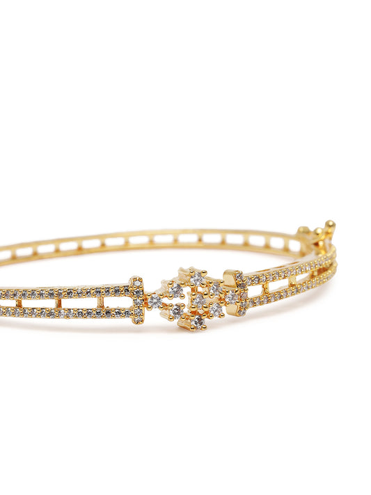 Glimmer Aura Studded Kada for Women in Gold featuring Cubic Zirconia kada bracelet  
