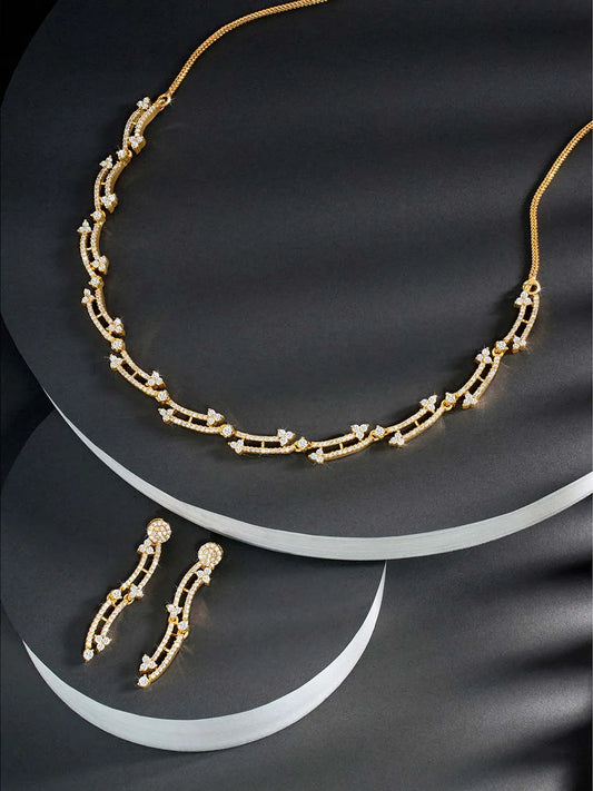 Glamour CZ Necklace Set – Radiant Statement Jewellery by Peora

