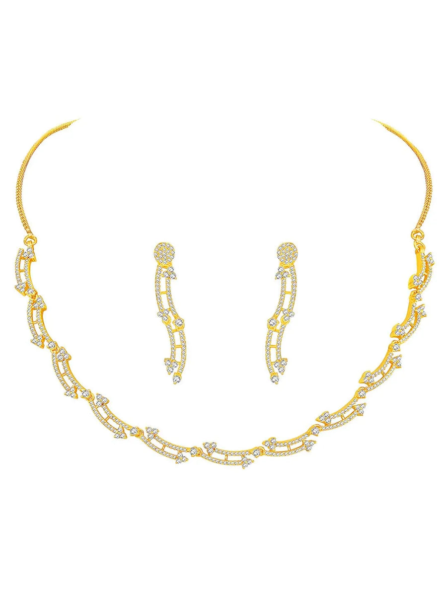 Glamour CZ Necklace Set – Radiant Statement Jewellery by Peora
