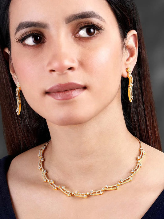 Glamour CZ Necklace Set – Radiant Statement Jewellery by Peora

