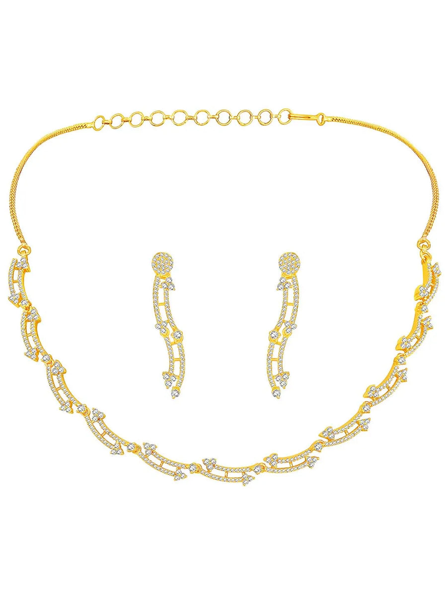 Glamour CZ Necklace Set – Radiant Statement Jewellery by Peora
