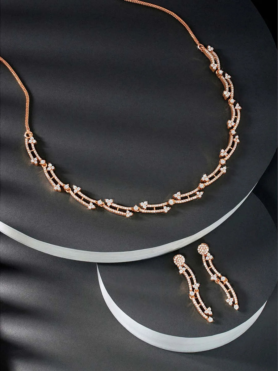 Glamour CZ Necklace Set – Radiant Statement Jewellery by Peora
