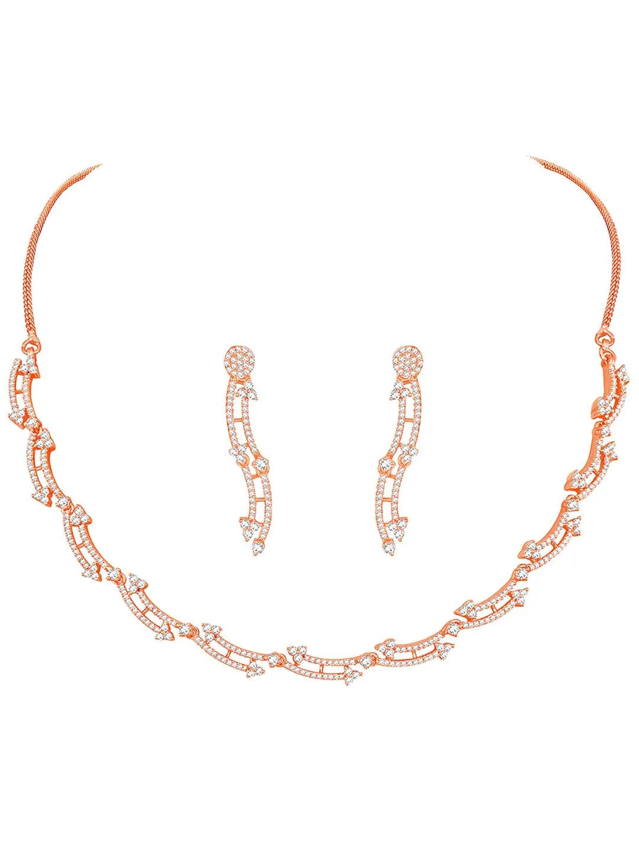 Glamour CZ Necklace Set – Radiant Statement Jewellery by Peora
