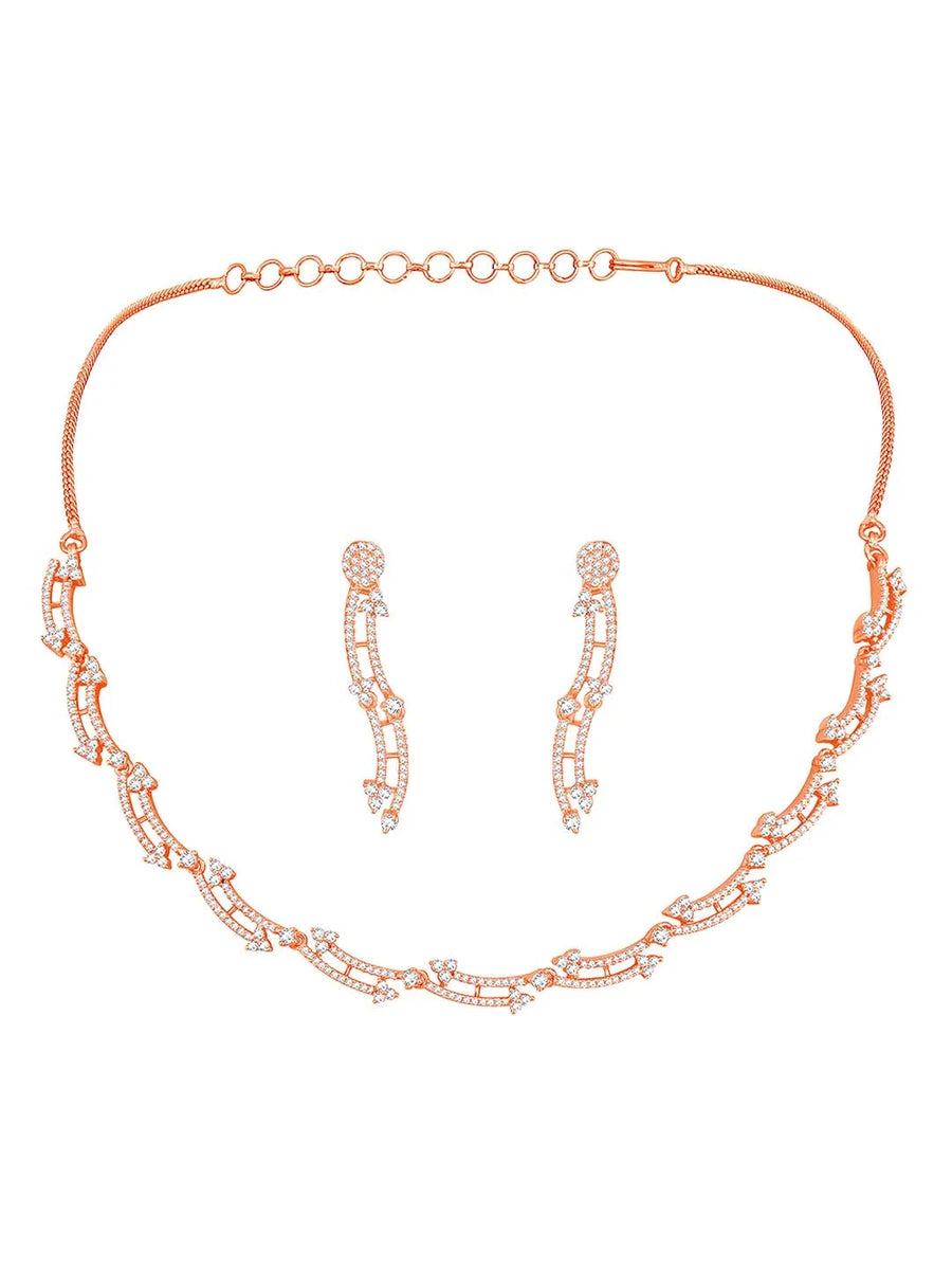 Glamour CZ Necklace Set – Radiant Statement Jewellery by Peora

