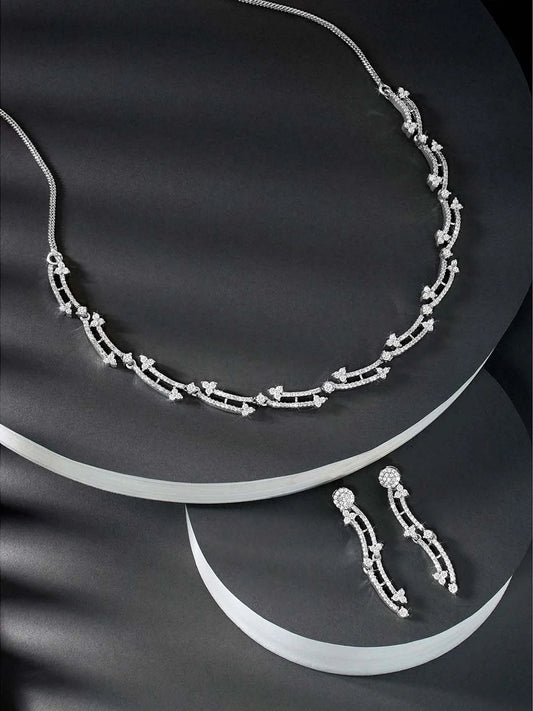 Glamour CZ Necklace Set – Radiant Statement Jewellery by Peora
